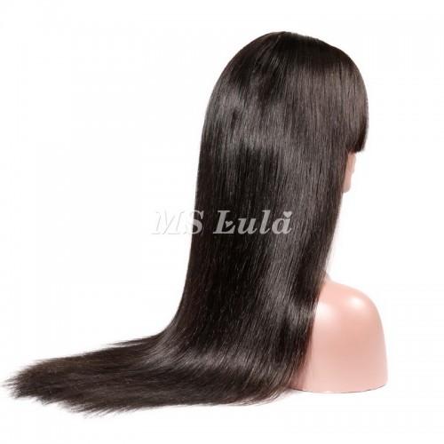 Straight Transparent Lace Front Wig 180 Density With Bang | Human Hair Wig | Lace Front